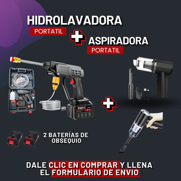 Combo Hidrolavadora + Aspiradora Portátil + Envío Gratis